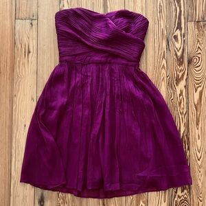 J. Crew Vibrant Burgundy Strapless Occasion Dress 0